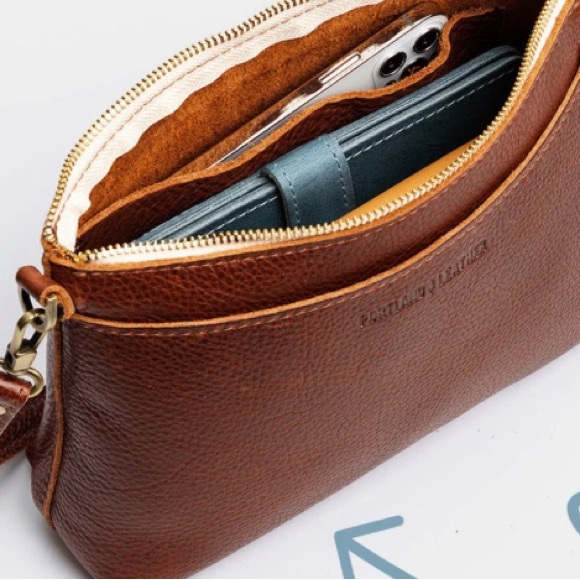 Portland Leather Brown Crossbody Bag - Picture 3 of 4